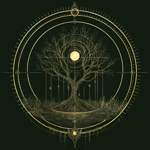 Bare tree framed in circles