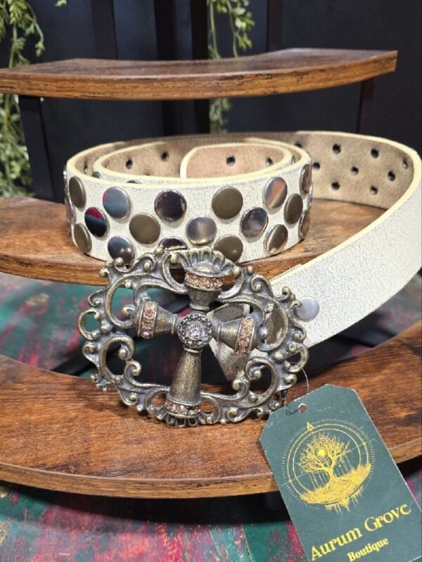 Aurum Grove Ornate studded leather belt