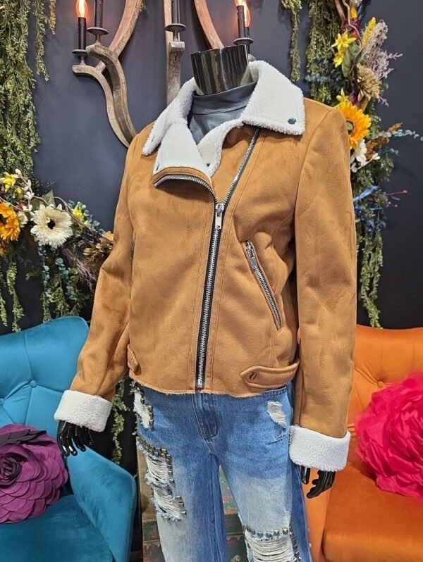 Mango Shearling-look moto jacket