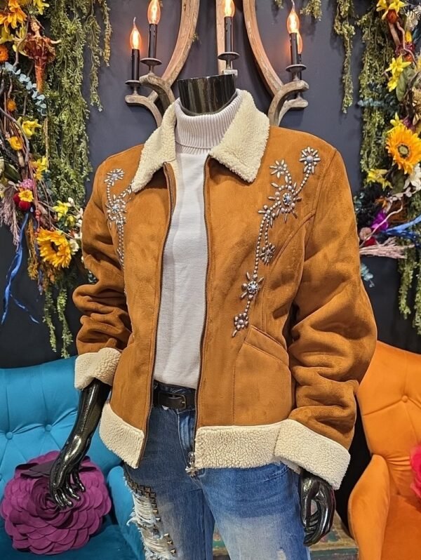 Cripple Creek Beaded faux suede teddy jacket